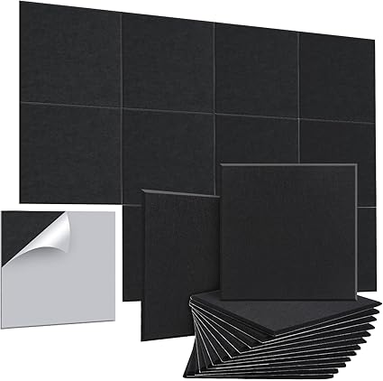 AGPTEK 6 PCS Acoustic Absorption Panel Acoustic Panel 12*12*0.4 IN Sound Insulation Panels Beveled Edge Tiles, High Density Acoustic Sound Absorbing Panels, Great for Home & Offices, Wall Decoration