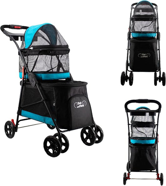 PETIQUE Pet & Pets Double Decker Pet Stroller, 11.53 Pound, Teal