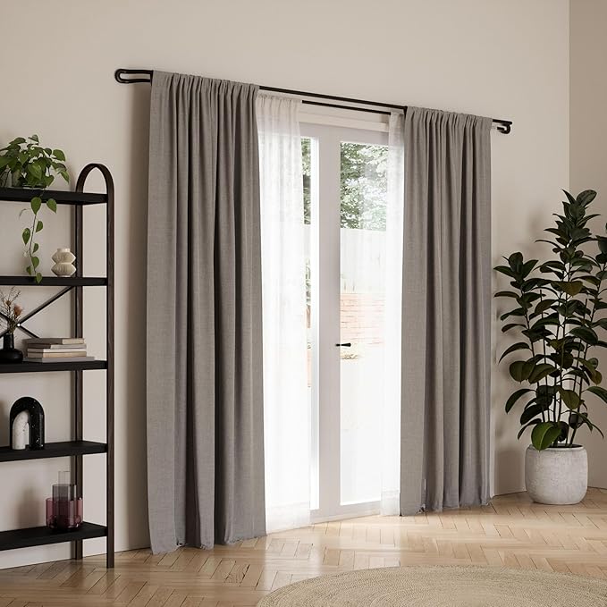 Umbra Midnight Black-Out Curtain Rod for Window, Works with All Room-Darkening Panels, Adjustable 42" to 120", Black 63528