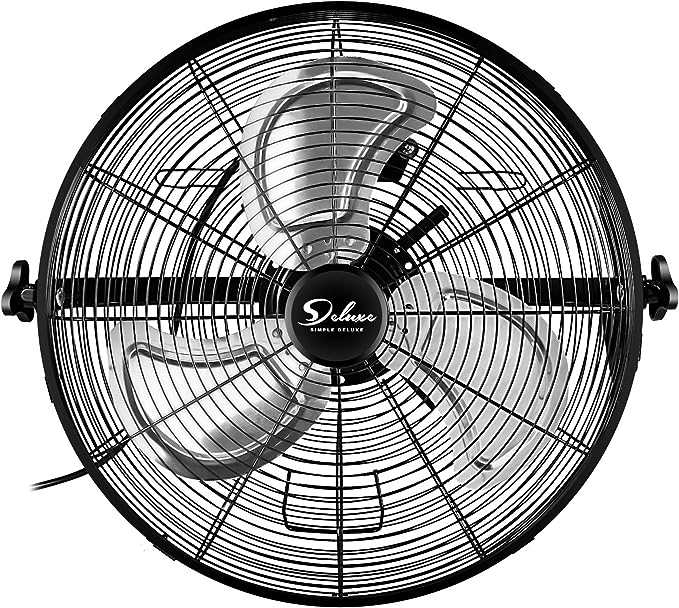 Simple Deluxe 20 Inch High Velocity 3 Speed for Industrial, Commercial, Residential, and Shop Use-ETL Safety Listed Wall-Mount Fan, Black