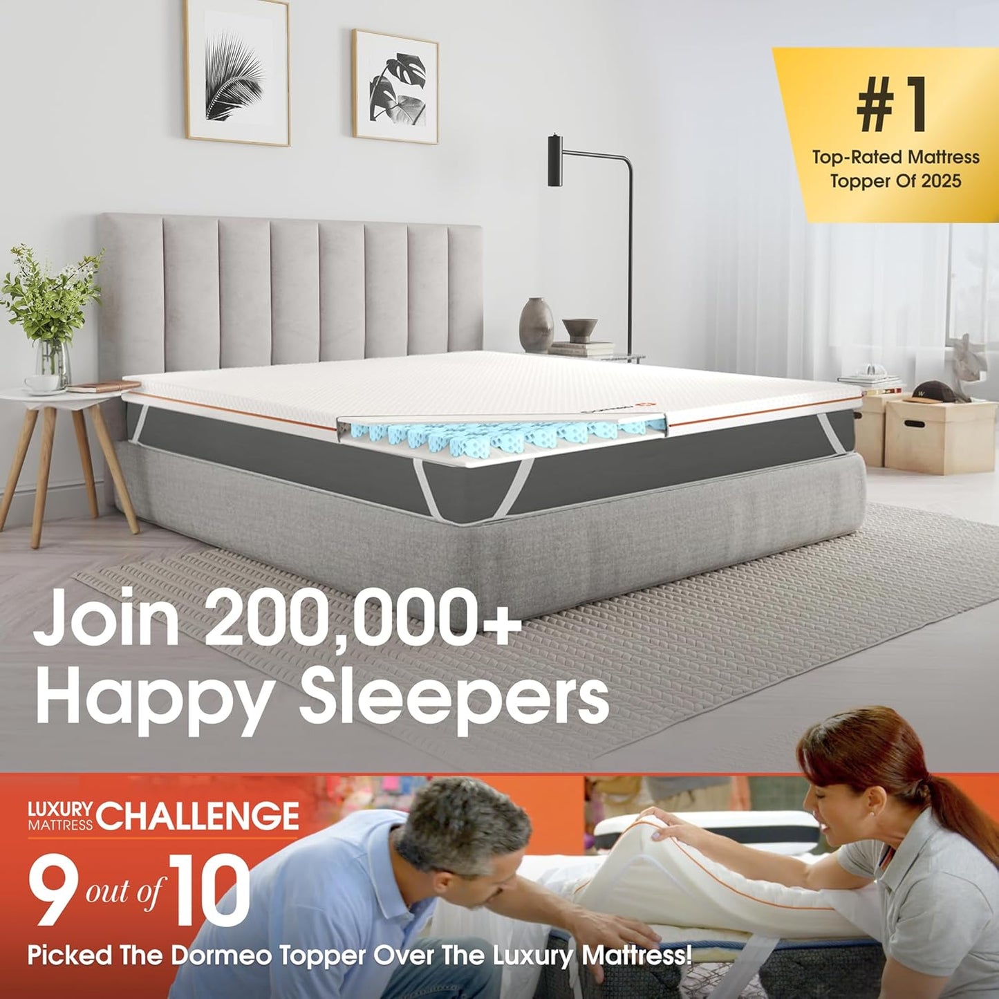 Dormeo Full Mattress Topper - Octaspring Technology - Cooling 3 Inch Bed Topper