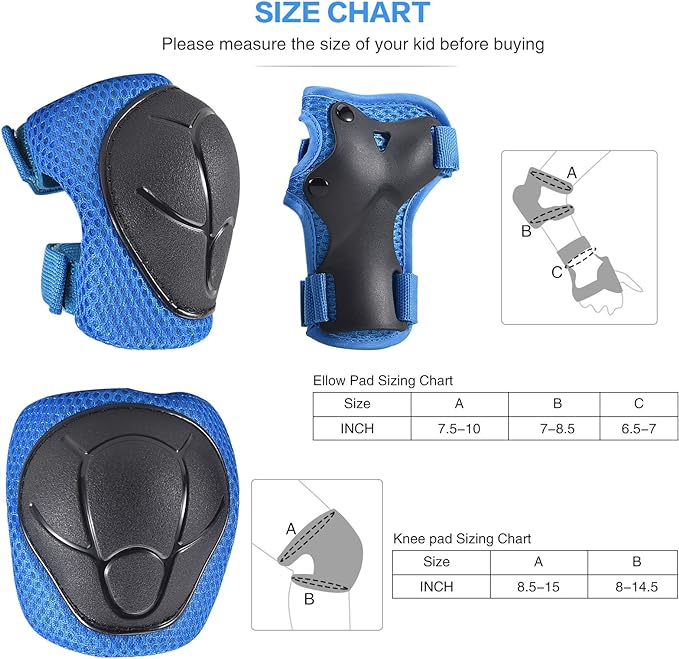 Child/Youth Protective Gear Set Wrist Guard Protector 6 in 1 Protective Gear Set for Scooter