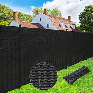 UPGRADE Privacy Screen Fence 6.5' x 46' Commercial 170GSM 90% Visibility Blockage Fence Panel with Brass Grommets Heavy Duty Perfect for Outdoor Backyard-Black