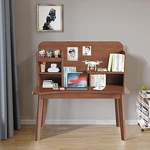 BALANBO Kids Desk Kids Table Wooden Children’s Study Desk with Bookshelf and Two Drawers Desk for 3 Years Old and Above Student's Study Computer Workstation & Writing Table for Home School Use?Brown?