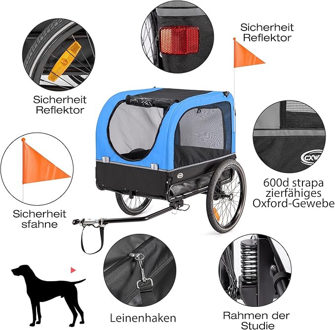 Bicycle Trailer for Dogs 2 in 1 Bicycle Trailer & Jogger Dog Stroller with Shock Absorber, Dog Trailer Maximum Load Capacity 40Kg/88Lbs