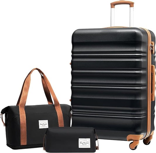 LONG VACATION Luggage Sets 28 in Suitcase ABS+PC Hardshell Luggage 3 Piece Set with TSA Lock Spinner Wheels(Navy, 28 INCH)