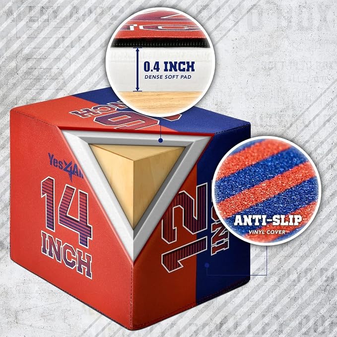 Yes4All 3-in-1 Soft-Padded Plyo Box With Wooden Core, Non-Slip Multi-Use Cushioned Plyometric Jump Box with Vinyl Cover for Jumping, Conditioning, Strength Training - 16x14x12 Inches 63544