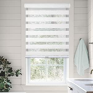 CHICOLOGY Zebra Blinds, Roller Window Shades, Blinds for Windows, Roller Shades for Windows, Window Shades for Home, Window Shades, Pull Down Shades for Windows, 68" W X 72" H, Basic Arctic 63491