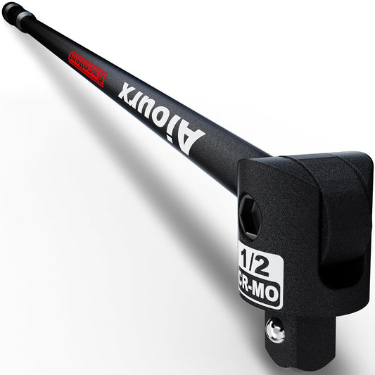 Aiourx 1/2 Inch Drive 24-In Breaker Bar, 250 Degrees Heavy Duty Head, Ball Lock Function, Chromium-Molybdenum Steel, Striking Laser Specifications, High Temperature Quenching Rod Body, Black
