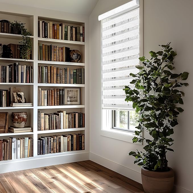 CHICOLOGY Zebra Blinds, Roller Window Shades, Blinds for Windows, Roller Shades for Windows, Window Shades for Home, Window Shades, Pull Down Shades for Windows, 68" W X 72" H, Basic Arctic 63491