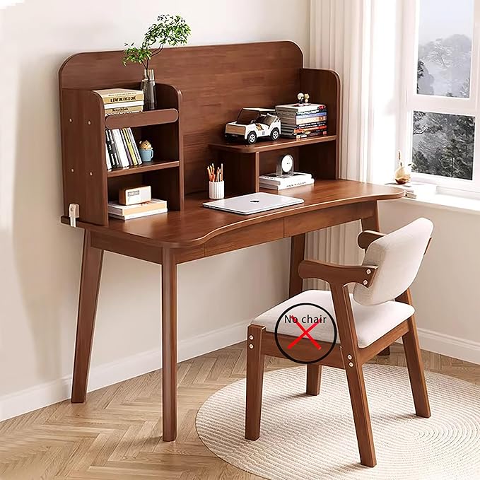 BALANBO Kids Desk Kids Table Wooden Children’s Study Desk with Bookshelf and Two Drawers Desk for 3 Years Old and Above Student's Study Computer Workstation & Writing Table for Home School Use?Brown?