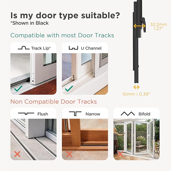 Hakuna Pets Mesh Patio Pet Door, Tool-Free Sliding Door Insert, Rental Safe Aluminium Frame, Fiberglass Insect Screen, UV Resistant Flap, Fits Sliding Doors up to 84.25" (Black, Medium)