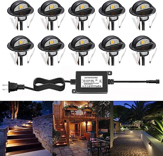 Deck Light, QACA 10pcs LED Path Road Lights Marker Lighting,Waterproof Security Warning Lights for Outdoor Fence Patio Stud Yard Home Driveway Pathway Stairs Step Garden Lamp Cool White