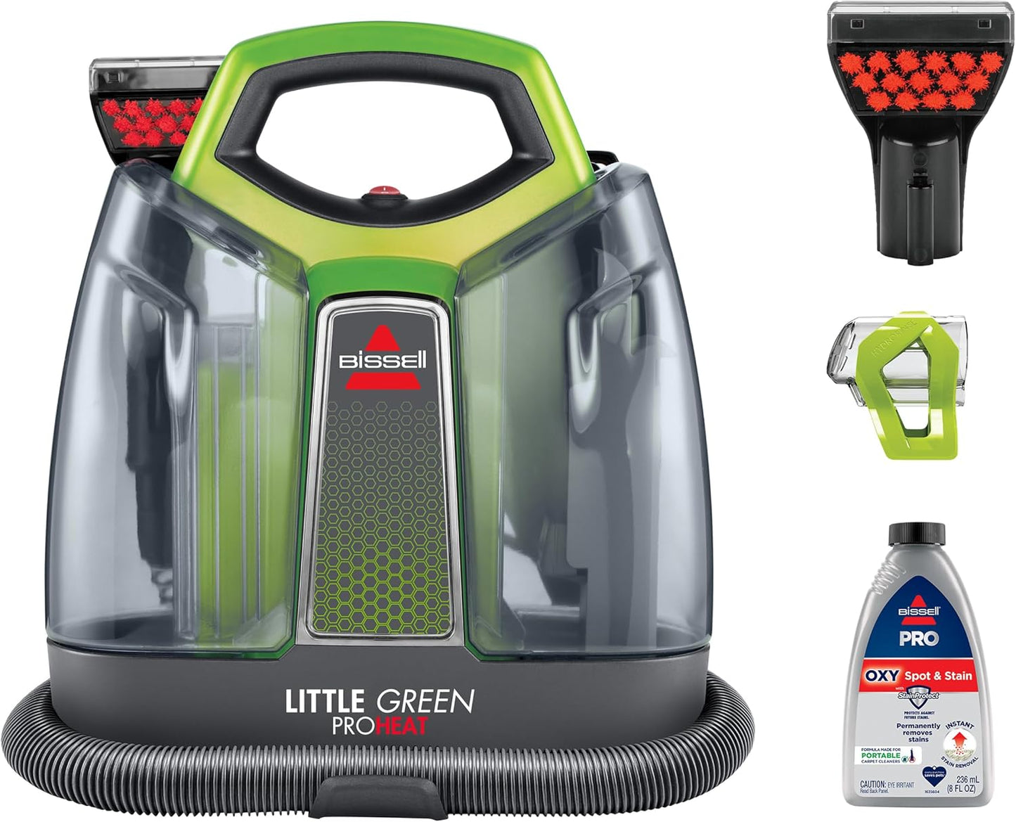 BISSELL Little Green Proheat Portable Deep Cleaner/Spot Cleaner and Car/Auto Detailers with Self-Cleaning HydroRinse Tool for Carpet and Upholstery, 2513E 63442