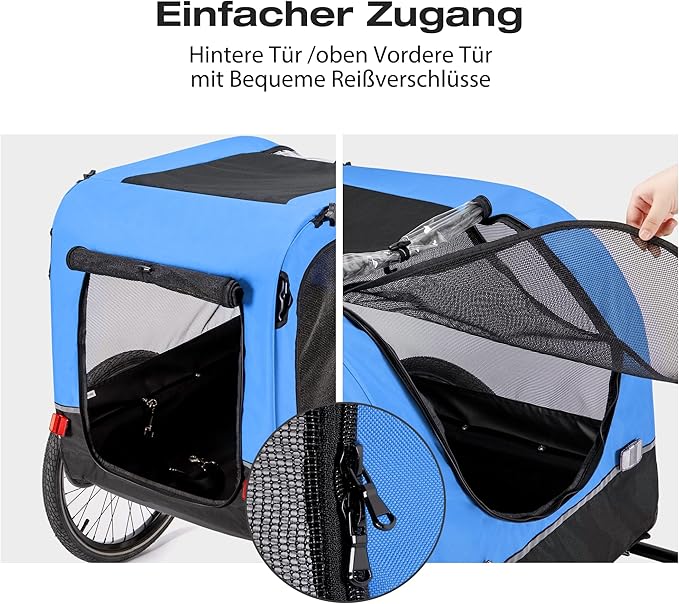 Bicycle Trailer for Dogs 2 in 1 Bicycle Trailer & Jogger Dog Stroller with Shock Absorber, Dog Trailer Maximum Load Capacity 40Kg/88Lbs