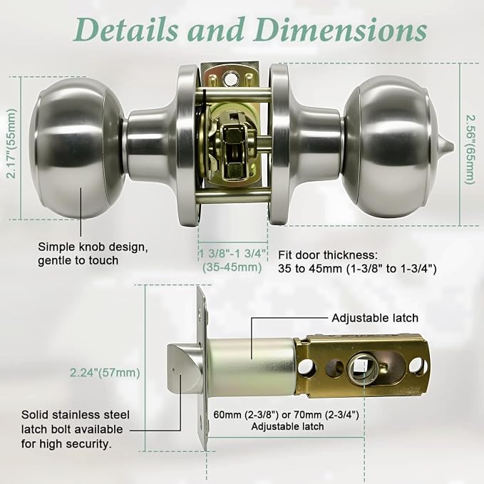 [10 Pack] Privacy Door Knob Amsterdam Series 63525