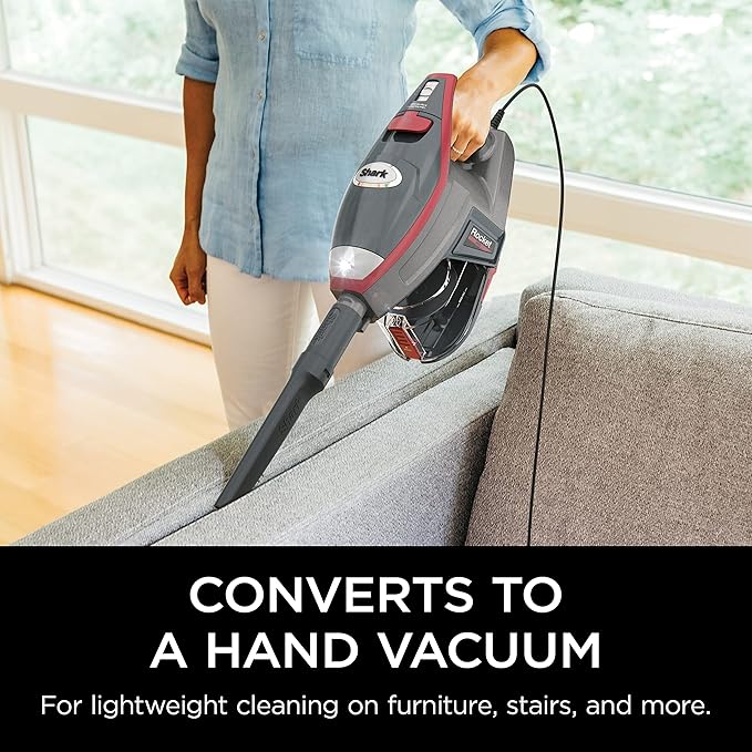 Shark HV370C Rocket Pro Corded Stick Vacuum, Removable Hand Vacuum, Advanced Swivel Steering, XL Cup, Crevice Tool, Upholstery Tool & Anti-Allergen Dust Brush, Comet Red (Canadian Version) 63563