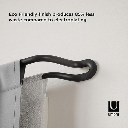 Umbra Midnight Black-Out Curtain Rod for Window, Works with All Room-Darkening Panels, Adjustable 42" to 120", Black 63528