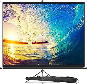 PropVue Projector Screen with Stand 100-120 inch - Indoor and Outdoor Projection Screen for Movie or Office Presentation - Adjustable from 16:9 to 4:3 HD Premium Wrinkle-Free Tripod Screen