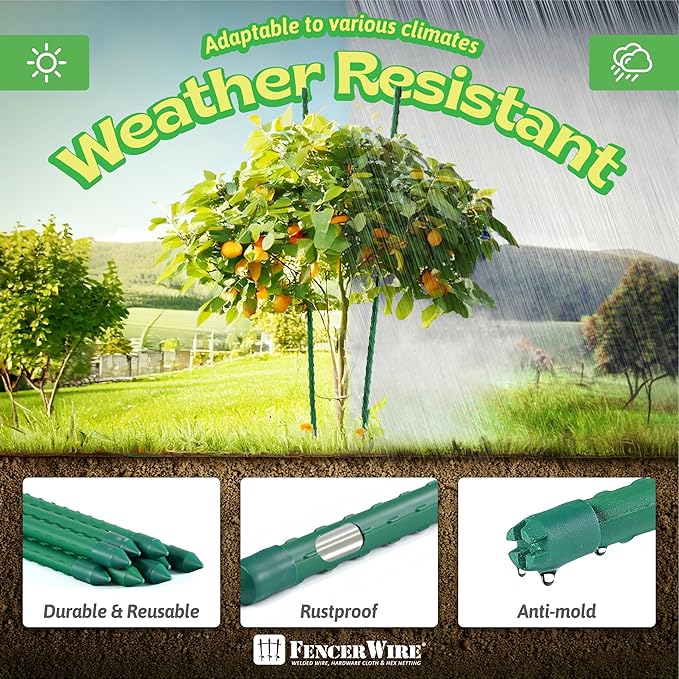 CAPHAUS Durable Metal Plant Stakes, Garden Poles for Tomatoes, Cucumbers, Beans, Potted Plant Support Garden Stakes, Garden Poles for Outdoor and Indoor Plant Gardening, 25 Pack of 6ft / 72 Inch