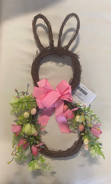 Floral Easter Bunny Silhouette Wreath