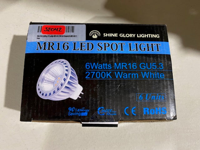 Shine Glory Lighting LED Spotlight MR16 6W 2700K Not Dimmable (6 Units)