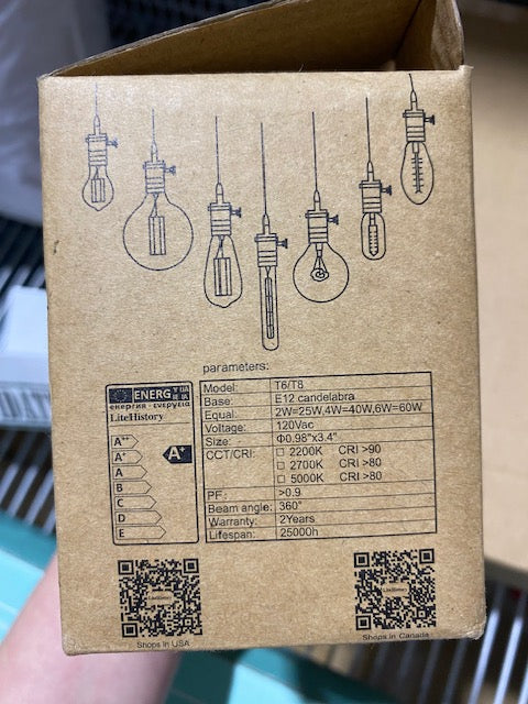 T6/T8 LED Bulb, 2700K, 5 Pack