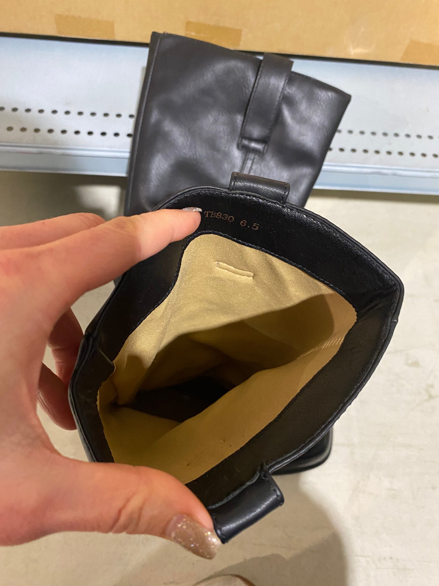 Women's Knee High Boots Square Toe Motorcycle Boots Chunky Low Heel Fashion Buckles, size 6.5