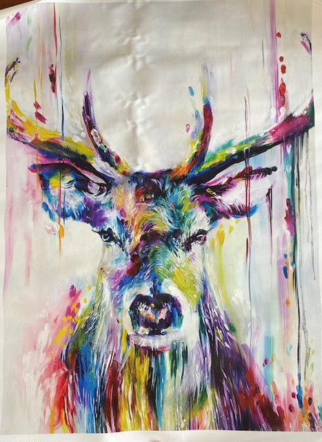 Abstract Modern Art Oil Canvas Deer Print Painting Wall Picture Home Decor, 16 x 21.5 inches