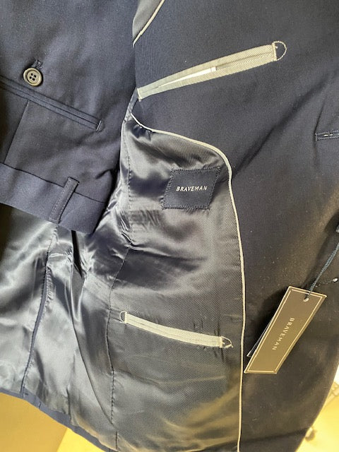 Braveman Men's Slim Fit 2 Piece Suit - Navy - Size: 34x28