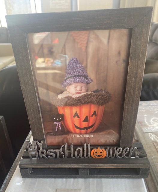 "MY FIRST HALLOWEEN" 5-INCH X 7-INCH WOODEN PICTURE FRAME