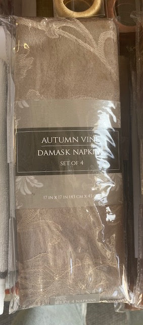 AUTUMN VINE NAPKINS IN MUSHROOM DAMASK (SET OF 4)