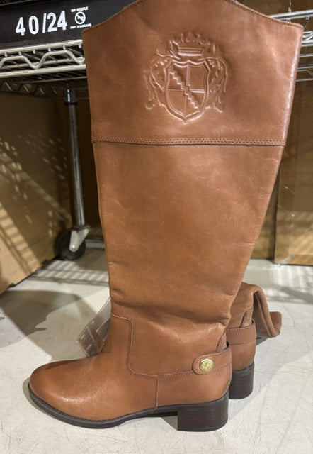 Franco Sarto Women'S All Genuine Leather Knee High Two-Tone Riding Fashion Boots 6 M