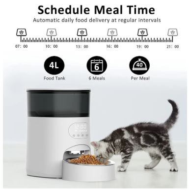 Automated 5L Pet Feeder - White and Grey