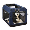 Veehoo Folding Soft Dog Crate, 3-Door Pet Kennel, 600D Cationic Oxford Fabric, 32", Dark Blue