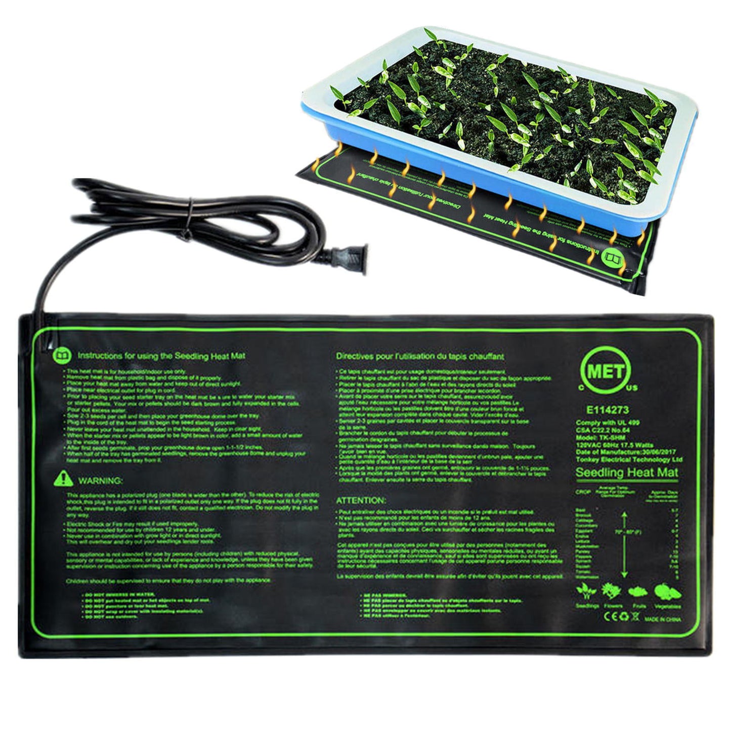 Onever Seedling Heat Mat Propagator Heat Mat Seed Starting, 25 x 51 cm