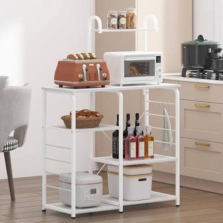 SogesHome Microwave Carts Microwave Stand Kitchen Baker's Rack Workstation with Storage Shelf, White