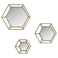 Aspire Home Accents Morris 8-in L x 8-in W Hexagon Antique Brass Polished Wall Mirror
