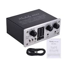 Muslady 222A 2-Channel USB Audio System Audio Mixers Interface External Sound Card 48V phantom DC 5V Power Supply Sound Mixers