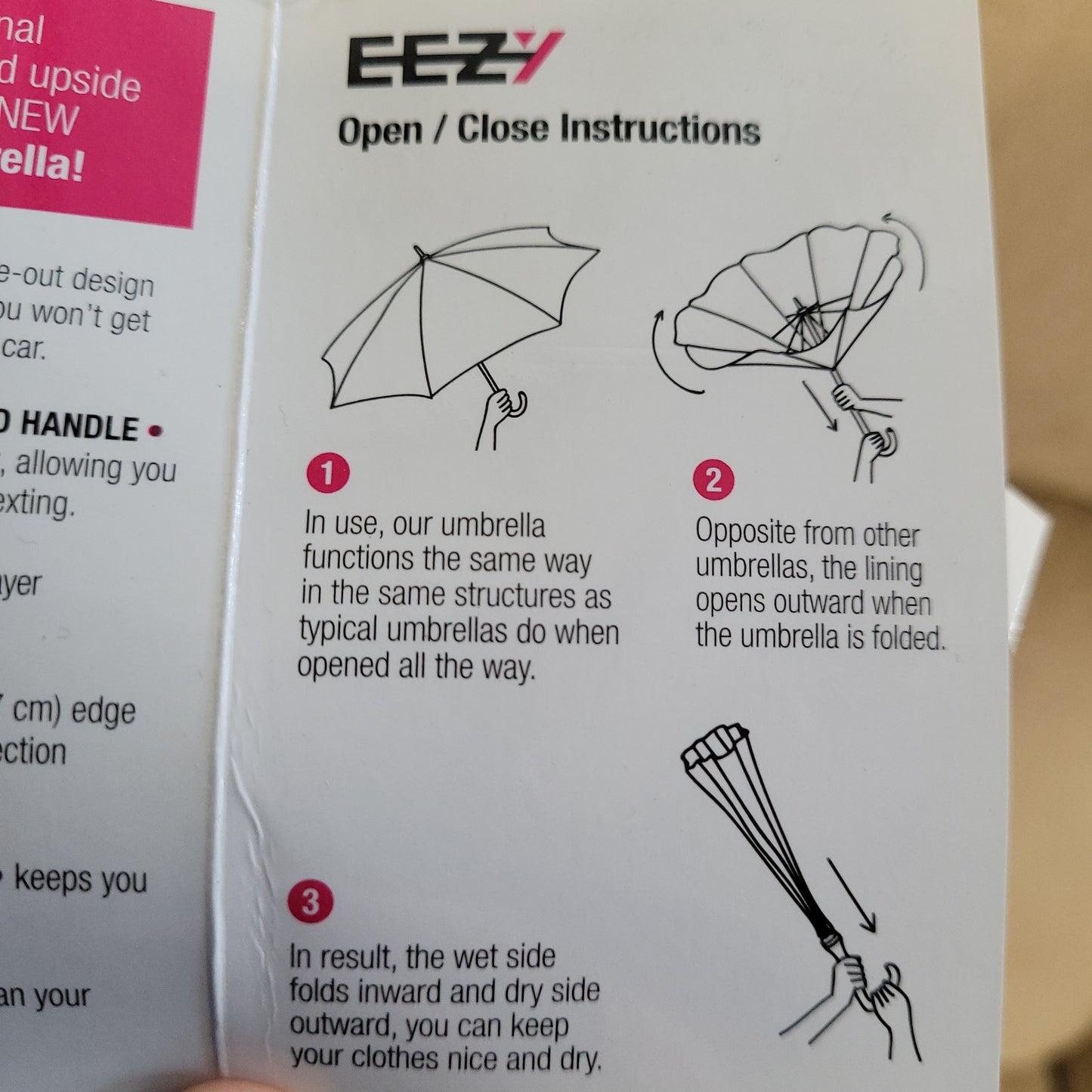 EEZ-Y Reverse/Inverted Windproof Umbrella - Collapses Upside Down