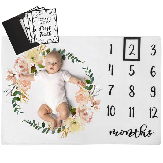 Henry Hunter Baby Monthly Milestone Blanket with Frame & Milestone Cards