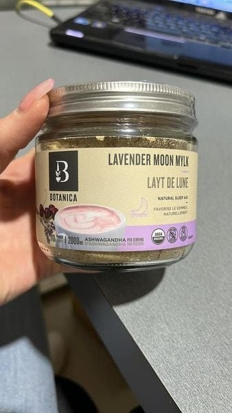 Botanica Organic Lavender Moon Mylk Latte Powder with Ashwagandha & Tart Cherry, Naturally Sweetened (20 Servings, 110g) - Vegan, Gluten-Free, Dairy-Free, and Sugar-Free