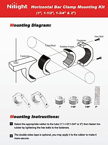 Horizontal Bar Clamp Mounting Kit, LED Light Bar Mounting Bracket Kit