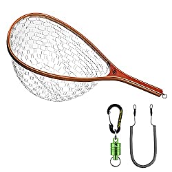 Gojiny Fly Fishing Landing Net Clear Rubber Replacement Mesh Basket Bag for Outdoor Fishing (Large)