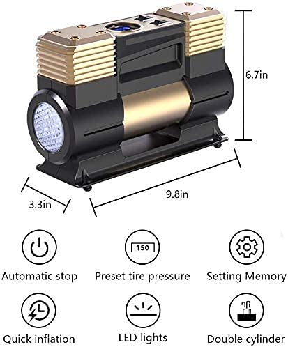 WOLFBOX Portable Air Compressor Pump,Digital Tire Inflator Auto, DC 12V,Auto Shut Off,Preset tire pressure?LED Light, Mini Air Pump for Car, Bicycle, Motorcycle, Basketball and Other Inflatables