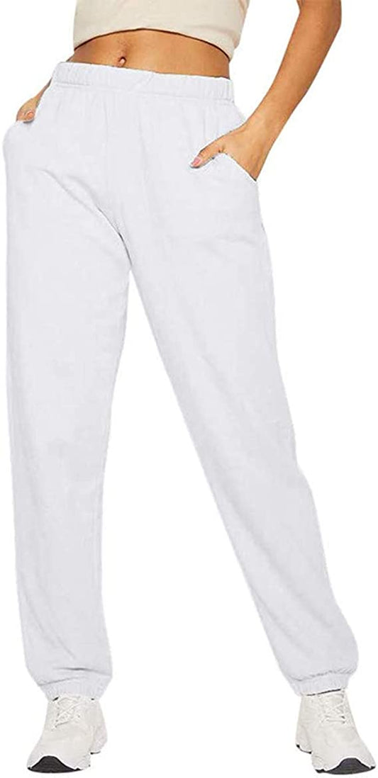 Women Gym Sport Jogger Pants, White, XL