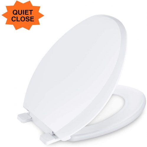 Dalmo Elongated Toilet Seat Plastic with Non-Slip Seat Bumpers