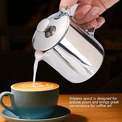 Peahefy Coffee Milk Frothing Cup,Milk Frothing Pitcher,350ml Stainless Steel