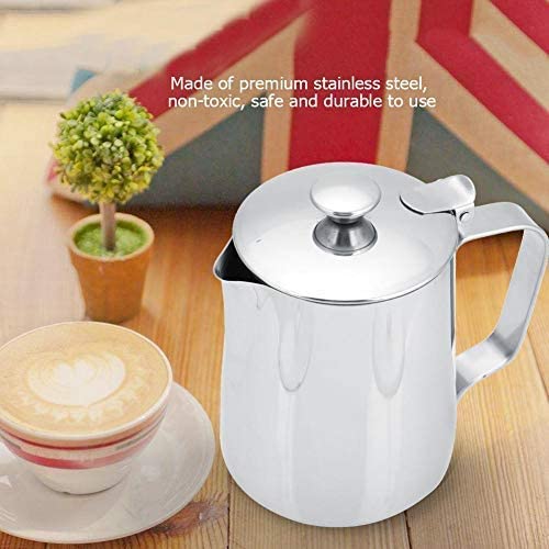 Peahefy Coffee Milk Frothing Cup,Milk Frothing Pitcher,350ml Stainless Steel