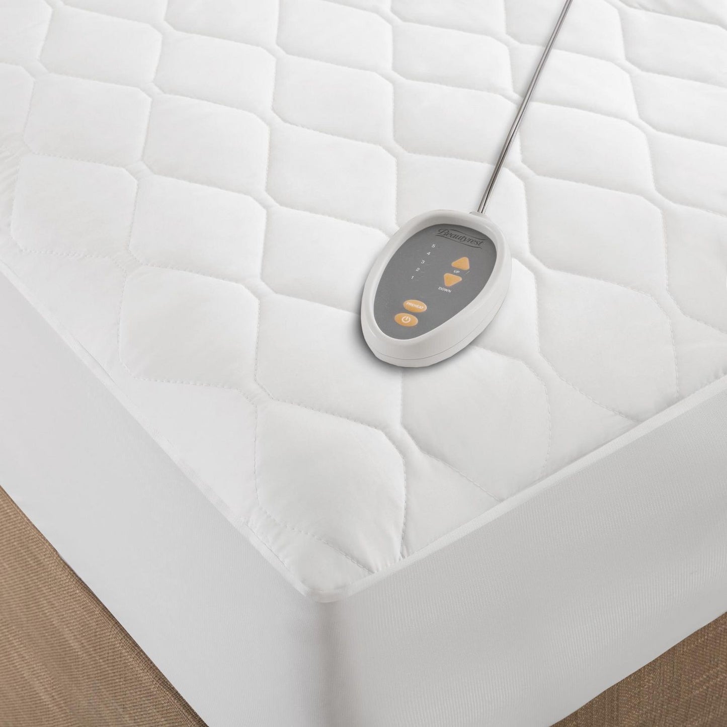 Beautyrest Cotton Blend Heated Full Mattress Pad in White